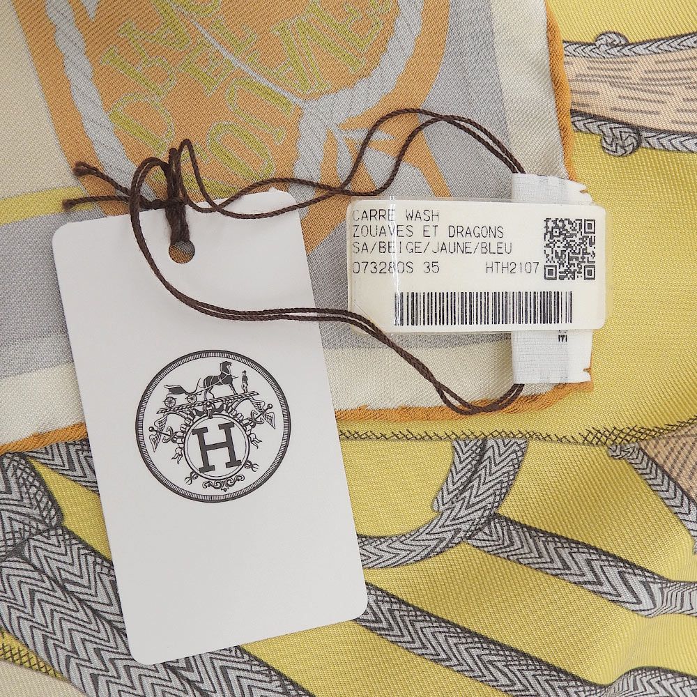 Hermes Carre Wash Zouave Et Dragons Scarf Silk — view 7