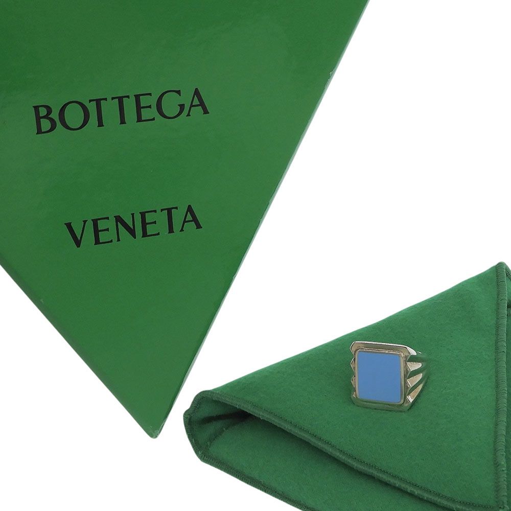 Bottega Veneta Essentials Ring Silver Signet Light Blue — view 8