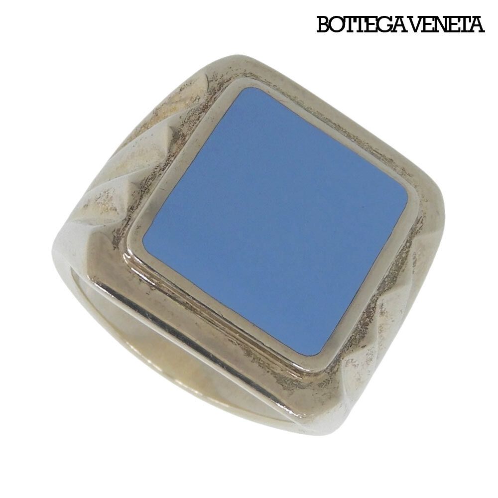 Bottega Veneta Essentials Ring Silver Signet Light Blue