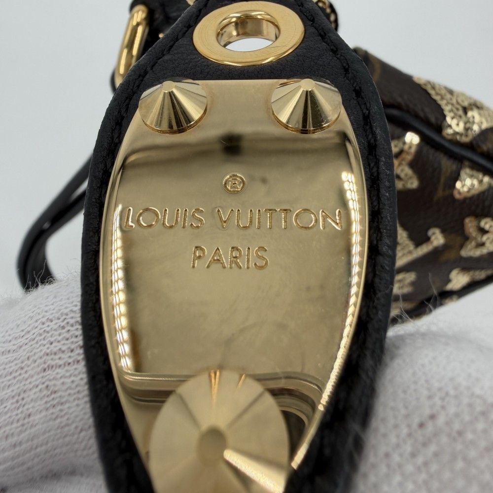 Louis Vuitton Big Mini Bag Monogram Eclipse Sequin Mini Pochette Soir Brown — view 6
