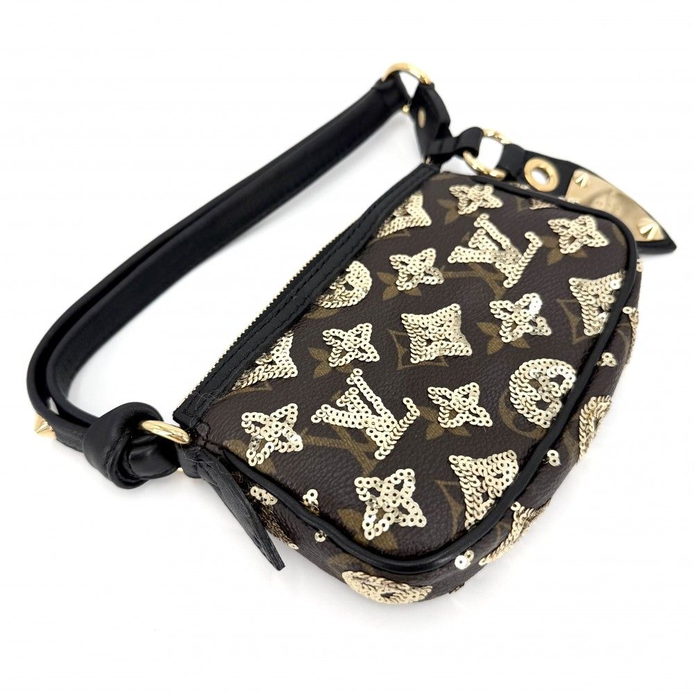 Louis Vuitton Big Mini Bag Monogram Eclipse Sequin Mini Pochette Soir Brown — view 3