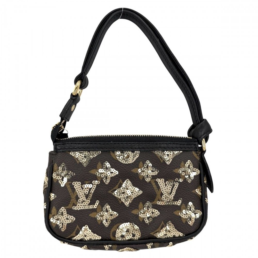 Louis Vuitton Big Mini Bag Monogram Eclipse Sequin Mini Pochette Soir Brown — view 2