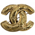 Chanel Brooch Quilted CC Logo Vintage Gold Plated