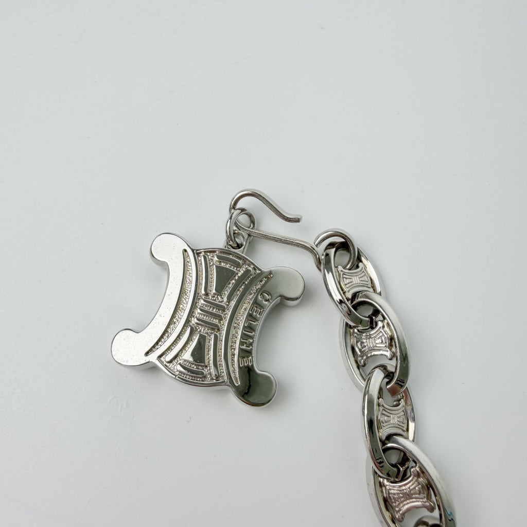 Celine Vintage Triomphe Chain Belt Plated Silver — view 8