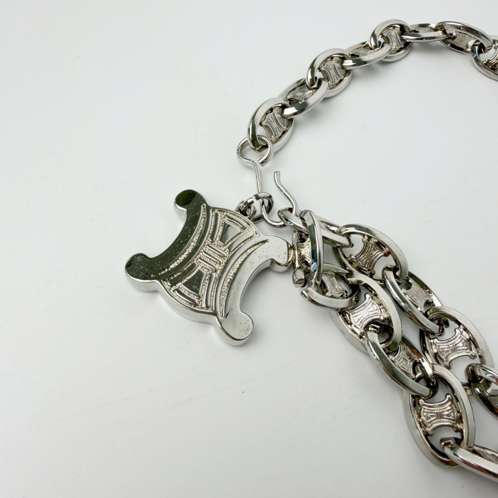 Celine Vintage Triomphe Chain Belt Plated Silver — view 3