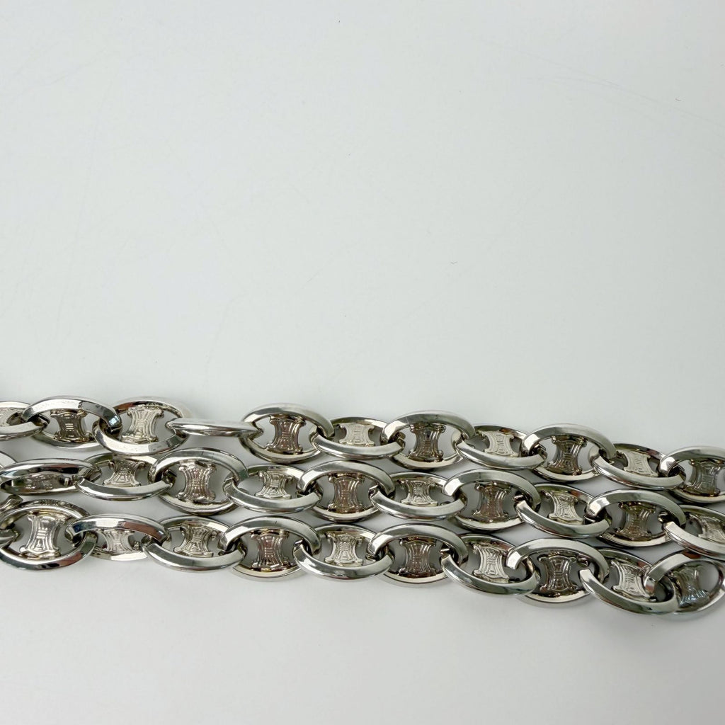 Celine Vintage Triomphe Chain Belt Plated Silver — view 5