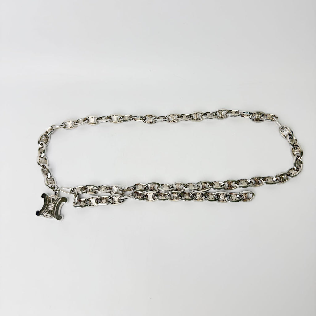 Celine Vintage Triomphe Chain Belt Plated Silver — view 2