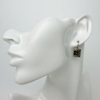 Chanel CC Logo Quilted Plate Earrings Plated Silver 05c Vintage — view 2