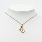 Chanel CC Logo Heart Key Necklace Gold Pink Plated Rhinestone — view 6