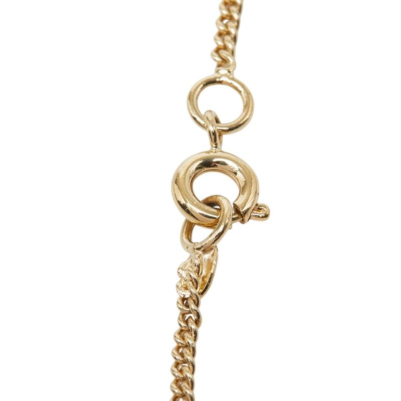 Chanel CC Logo Heart Key Necklace Gold Pink Plated Rhinestone — view 5