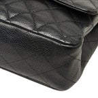 Chanel Quilted 25 CC Logo Double Flap Chain Shoulder Bag Black Silver Caviar — view 4