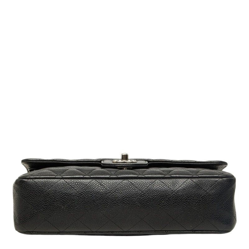 Chanel Quilted 25 CC Logo Double Flap Chain Shoulder Bag Black Silver Caviar — view 3