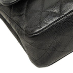 Chanel Quilted 25 CC Logo Double Flap Chain Shoulder Bag Black Silver Caviar — view 5