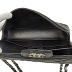 Chanel Quilted 25 CC Logo Double Flap Chain Shoulder Bag Black Silver Caviar — view 8