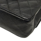 Chanel Quilted 25 CC Logo Double Flap Chain Shoulder Bag Black Silver Caviar — view 6