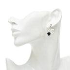 Chanel CC Logo Camellia Swing Earrings 04 White Black Metal — view 5