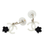 Chanel CC Logo Camellia Swing Earrings 04 White Black Metal — view 2