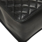 Chanel Quilted CC Logo Chain Tote Bag Shoulder Black Silver Leather — view 7