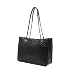 Chanel Quilted CC Logo Chain Tote Bag Shoulder Black Silver Leather — view 2
