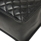 Chanel Quilted CC Logo Chain Tote Bag Shoulder Black Silver Leather — view 4