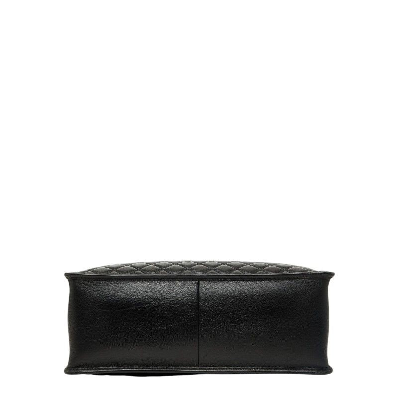 Chanel Quilted CC Logo Chain Tote Bag Shoulder Black Silver Leather — view 3
