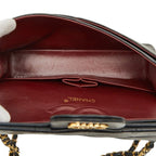 Chanel Quilted 25 CC Logo Double Flap Chain Shoulder Bag Black Gold Lambskin — view 8