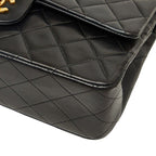 Chanel Quilted 25 CC Logo Double Flap Chain Shoulder Bag Black Gold Lambskin — view 4
