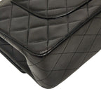 Chanel Quilted 25 CC Logo Double Flap Chain Shoulder Bag Black Gold Lambskin — view 7