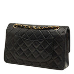 Chanel Quilted 25 CC Logo Double Flap Chain Shoulder Bag Black Gold Lambskin — view 2