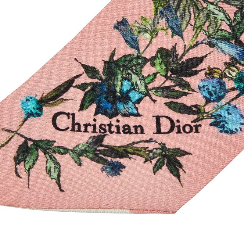 Dior Mitzah Flower Print Scarf Pink Multicolor Silk — view 2