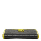 Chanel CC Logo Quilted Zip Around Wallet Black Yellow Leather — view 3
