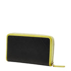 Chanel CC Logo Quilted Zip Around Wallet Black Yellow Leather — view 2