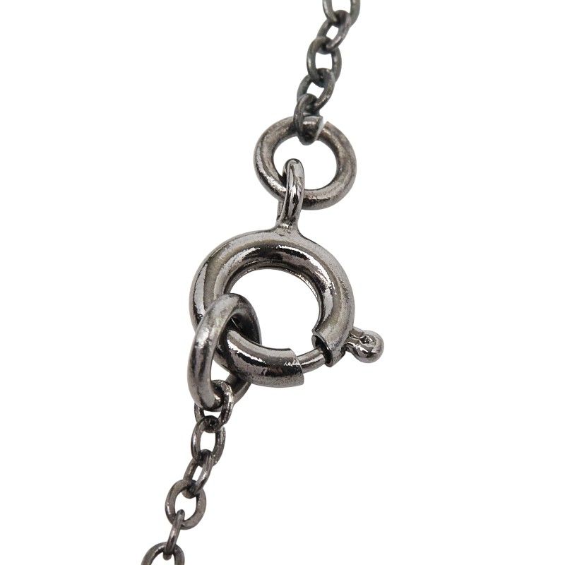 Chanel CC Logo Necklace Black Metal Rhinestone — view 5