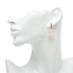 Chanel CC Logo Earrings Pink Ivory Silver Plastic Metal — view 5