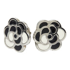 Chanel Camellia Earrings Silver Black Metal — view 2