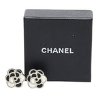 Chanel Camellia Earrings Silver Black Metal — view 6