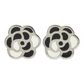 Chanel Camellia Earrings Silver Black Metal