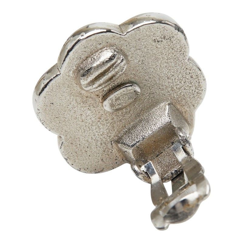 Chanel Camellia Earrings Silver Black Metal — view 5