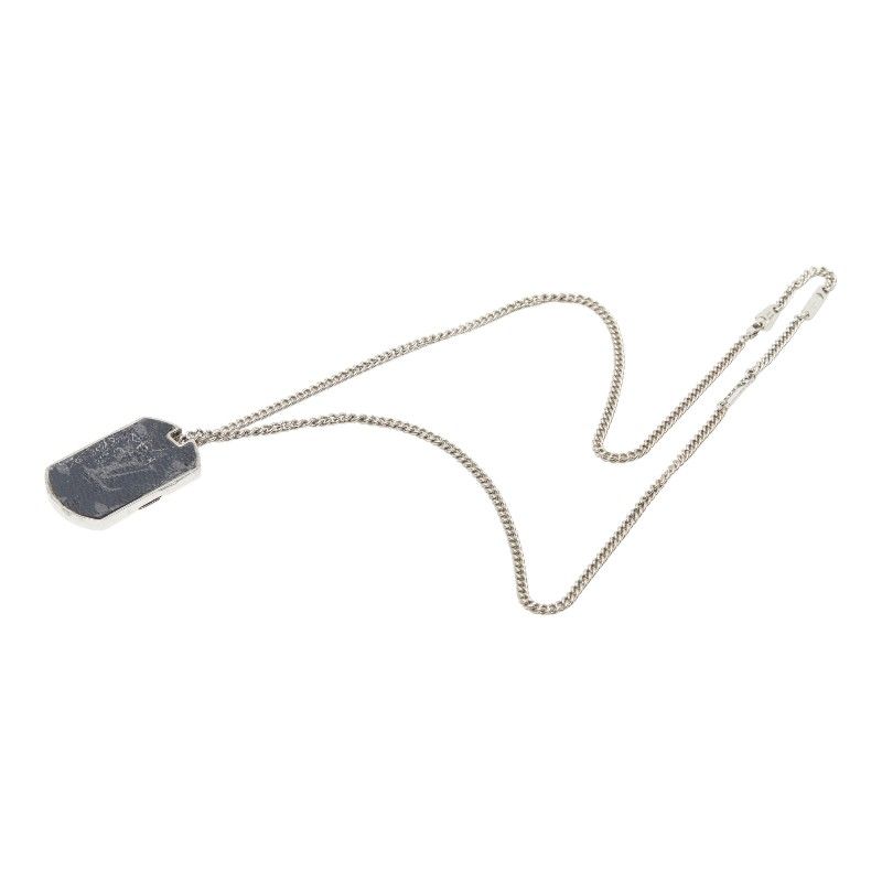 Louis Vuitton Monogram Eclipse Collier Plaque Chain Necklace Silver Metal — view 4