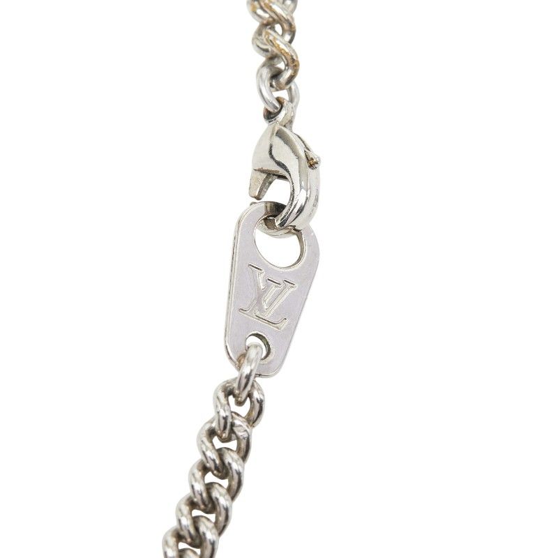 Louis Vuitton Monogram Eclipse Collier Plaque Chain Necklace Silver Metal — view 7