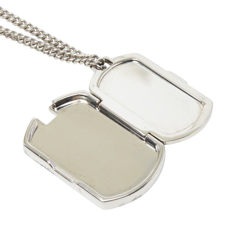 Louis Vuitton Monogram Eclipse Collier Plaque Chain Necklace Silver Metal — view 6