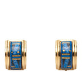 Hermes Enamel Cloisonne Earrings Gold Blue Plated