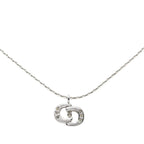 Dior CD Logo Chain Pendant Silver Metal Rhinestone