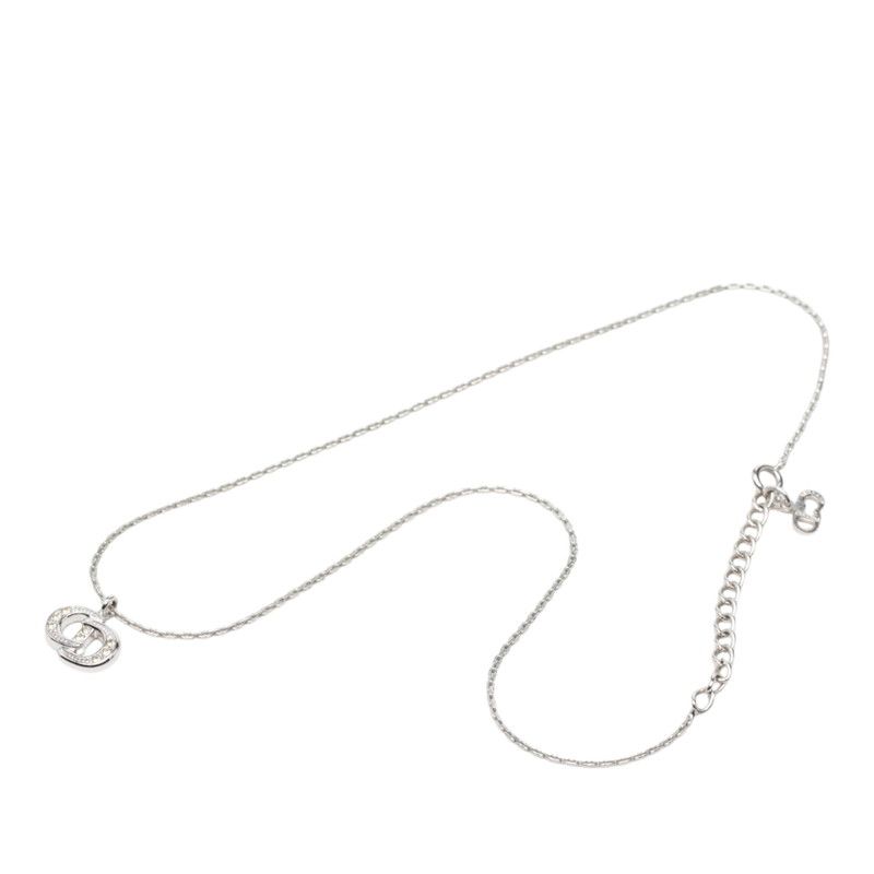 Dior CD Logo Chain Pendant Silver Metal Rhinestone — view 3