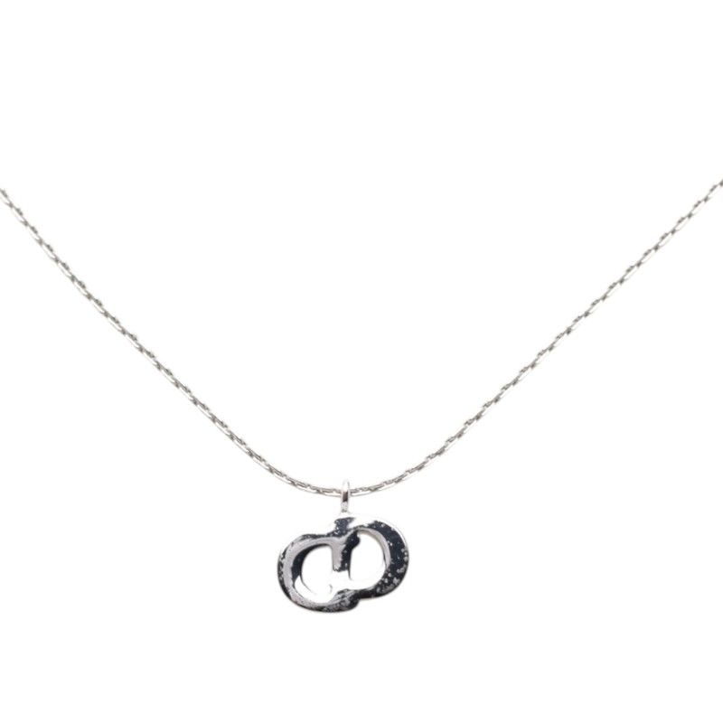 Dior CD Logo Chain Pendant Silver Metal Rhinestone — view 2