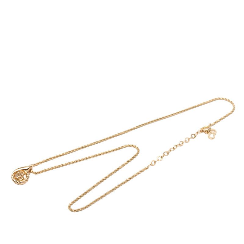 Dior CD Logo Chain Teardrop Pendant Gold Plated — view 3
