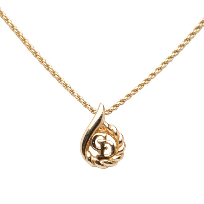 Dior CD Logo Chain Teardrop Pendant Gold Plated