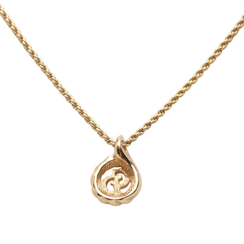 Dior CD Logo Chain Teardrop Pendant Gold Plated — view 2