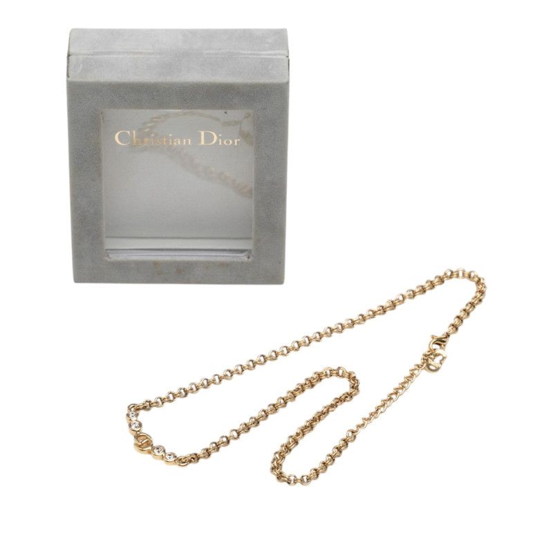 Dior CD Logo Chain Pendant Gold Plated Rhinestone — view 5