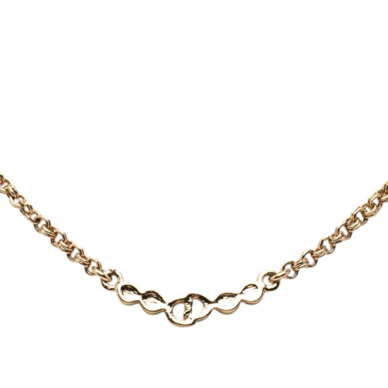 Dior CD Logo Chain Pendant Gold Plated Rhinestone — view 2